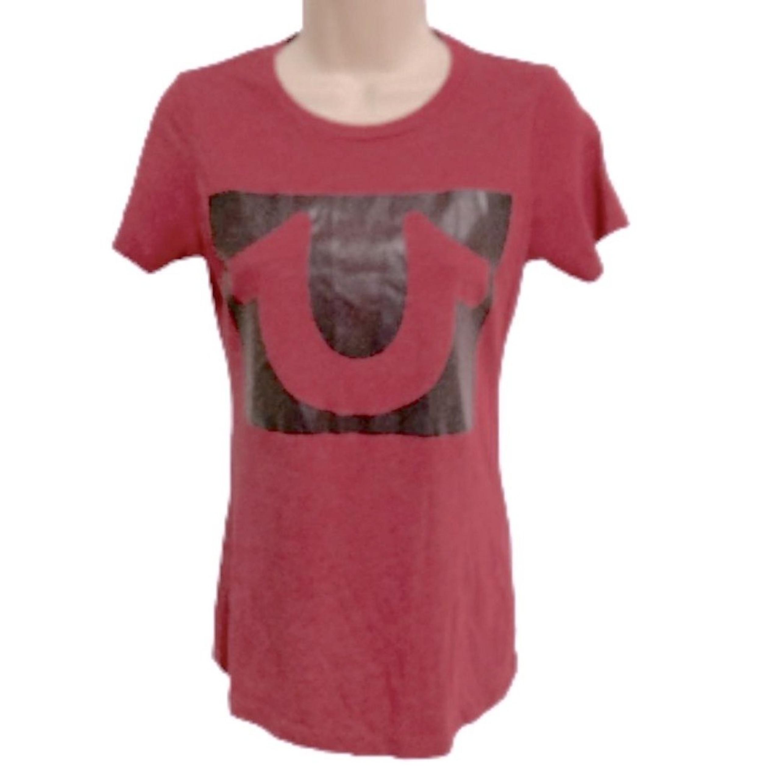 TRUE RELIGION Burgundy Heathered Black Horseshoe Logo T shirt Womens XS