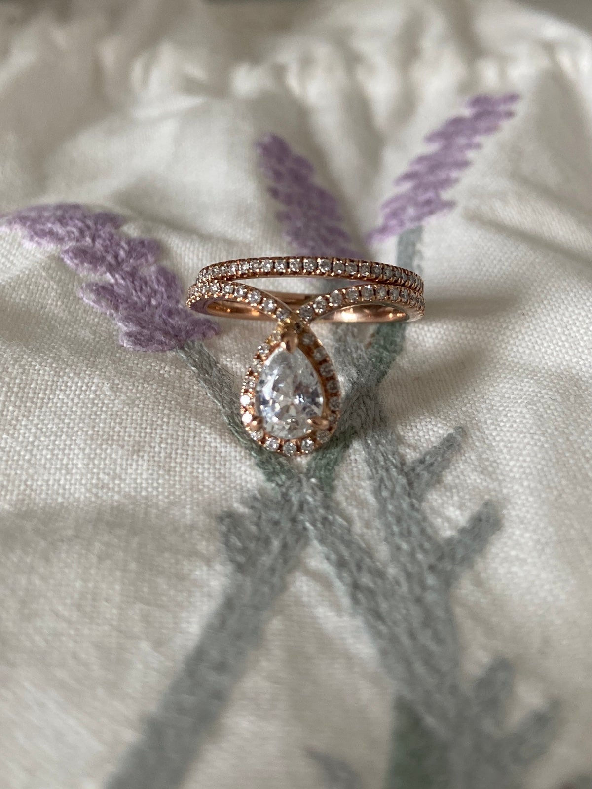 Rose Gold 14K engagement set - sapphire and diamonds