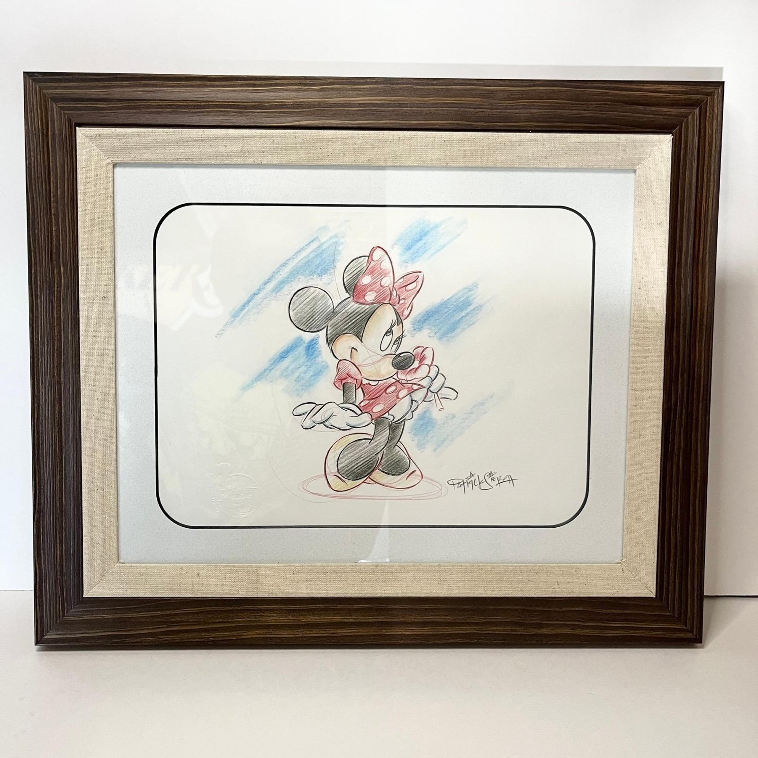 Rare Patrick Sierra Disney Artist Drawing Sketch Art Signed Minnie Mouse Framed