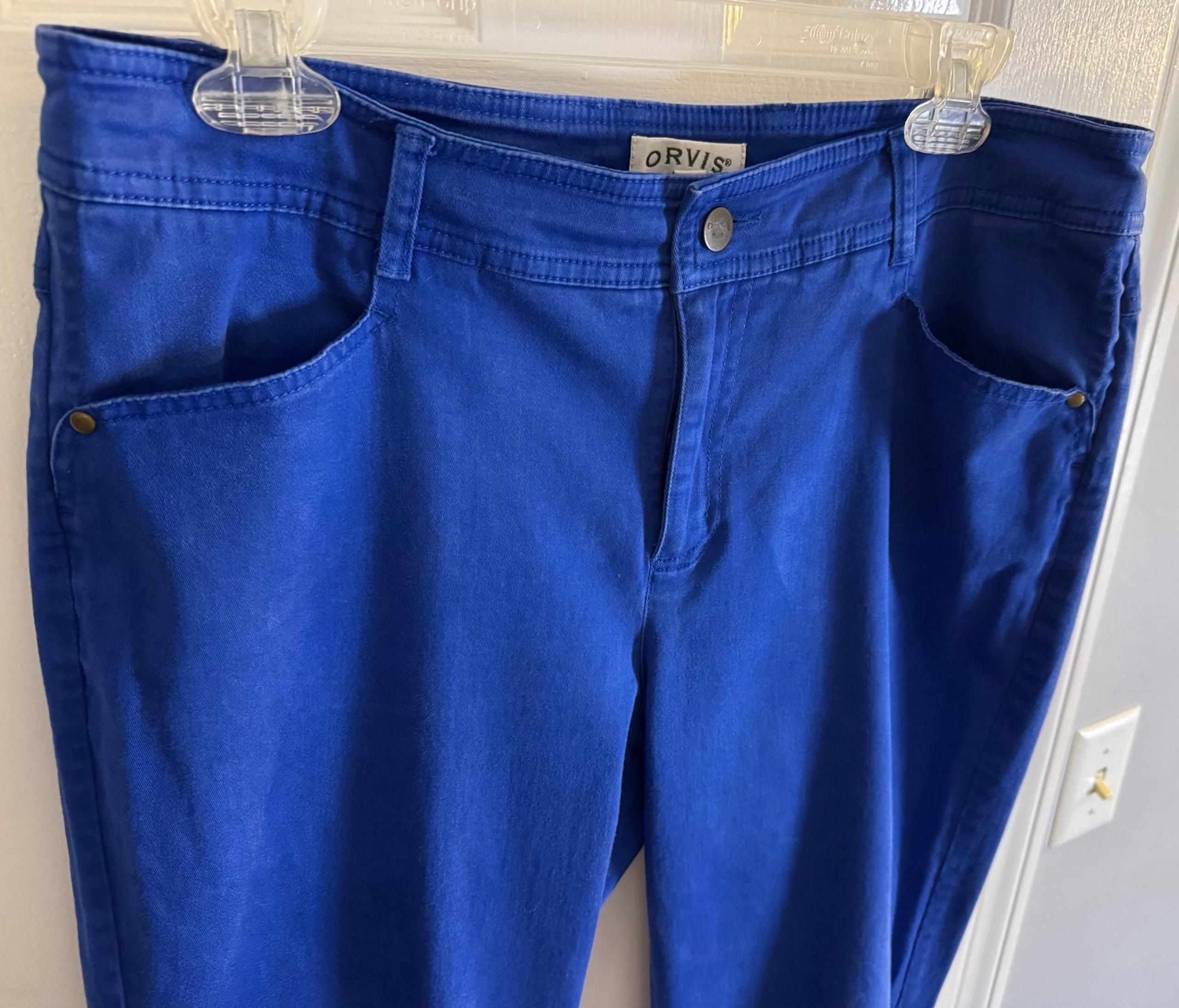 Orvis Mid Rise Ankle Slim Leg Pants Women's Vibrant Blue Size 12