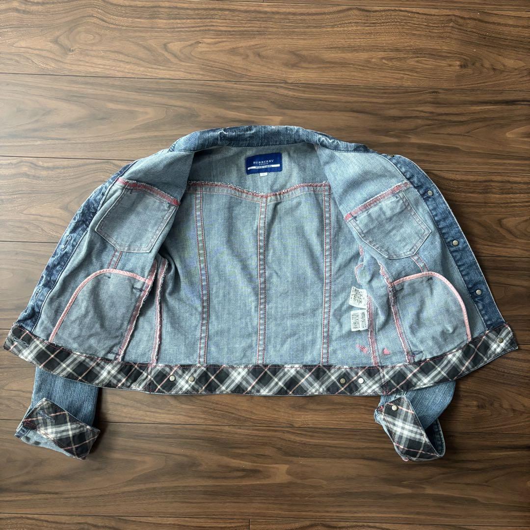 BURBERRY LONDON BLUE LABEL】 Denim Jacket Embroidery Check 38