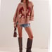 NWT We the Free Graphic Camden Distressed Sweatshirt Mirrored Horses Size Medium