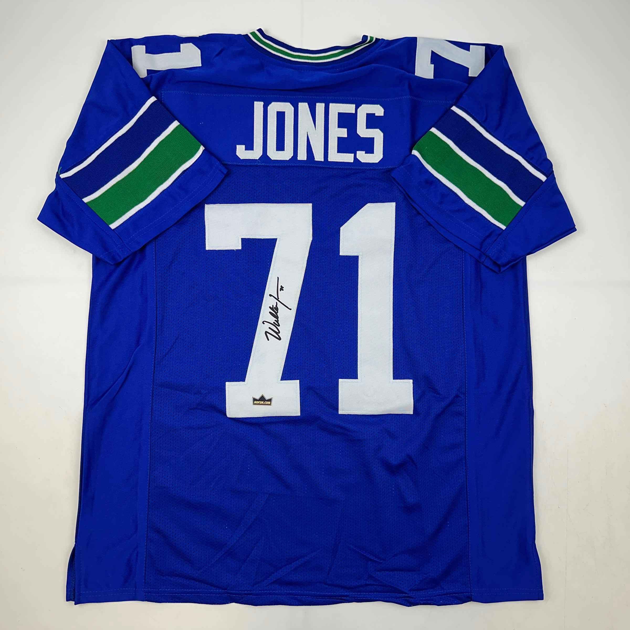 Facsimile Autographed Walter Jones Seattle Blue Auto Jersey Size Men's XL