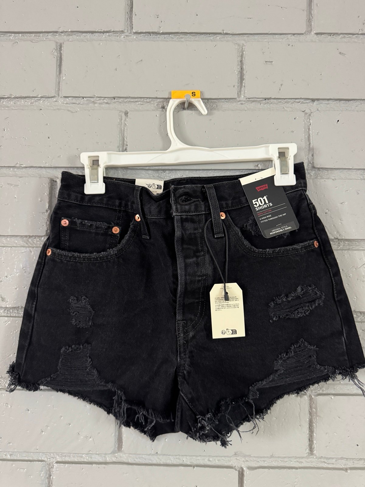 NWT Black Levis Denim 501 Cutoff Shorts sz 26