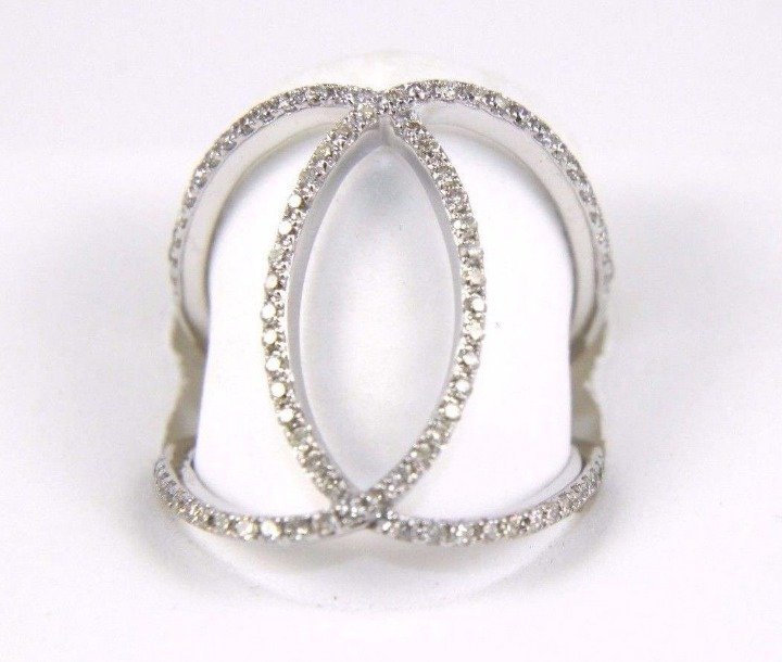 Round Diamond Criss Cross 14k Gold Ring