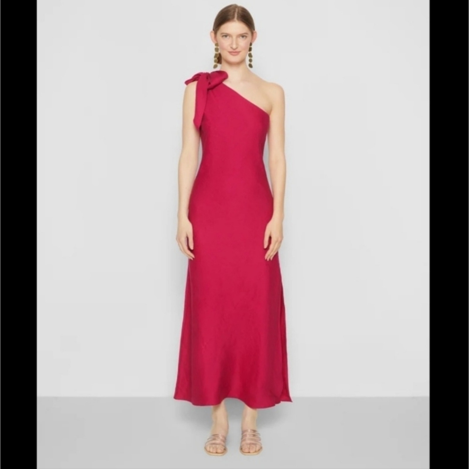 Cult Gaia Kamila Dress in Bloom Purple/Pink One Shoulder Small NWT Linen
