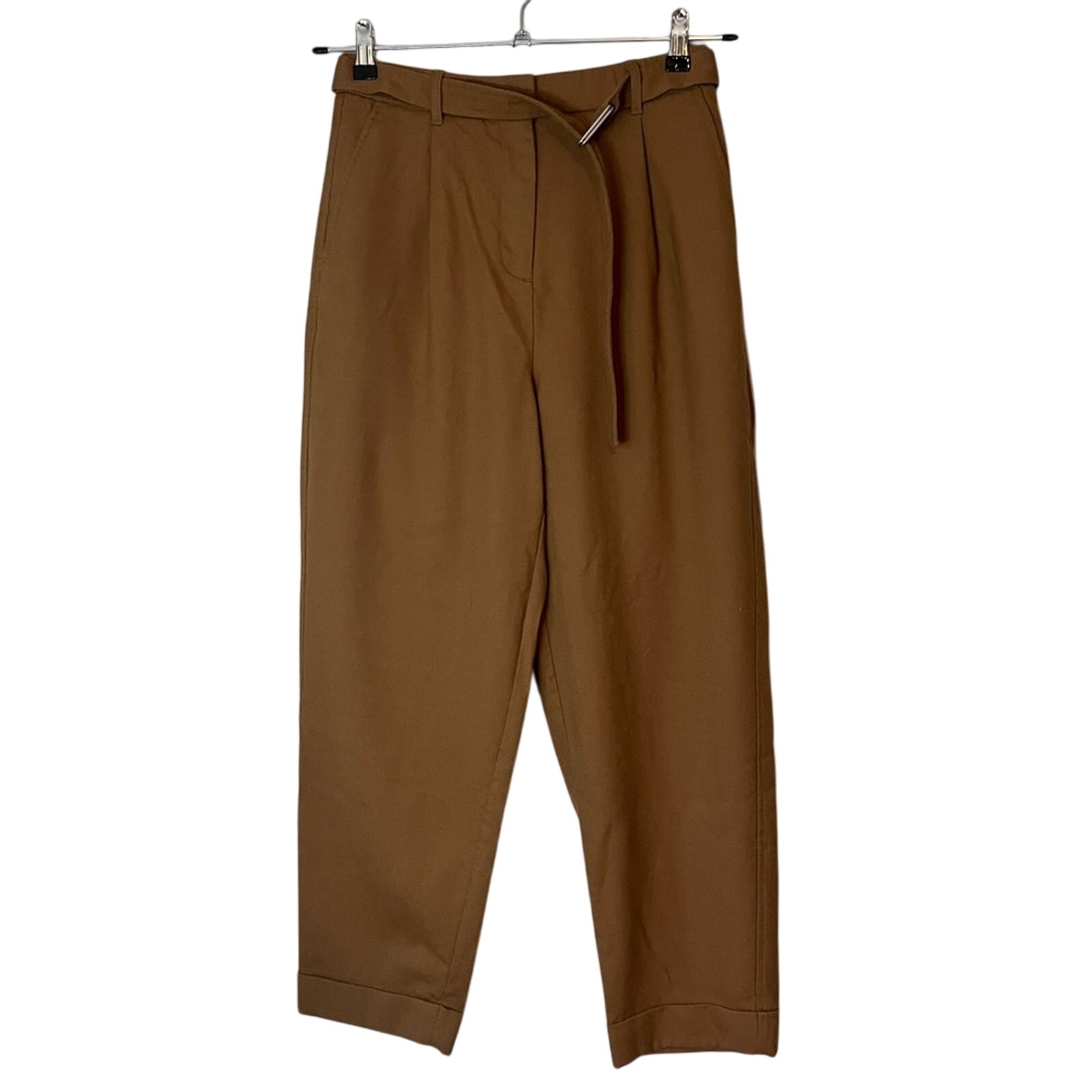 J.Crew Wool D-Ring Belted Flannel High Rise Tapered Elastic Waist Pant Brown 6