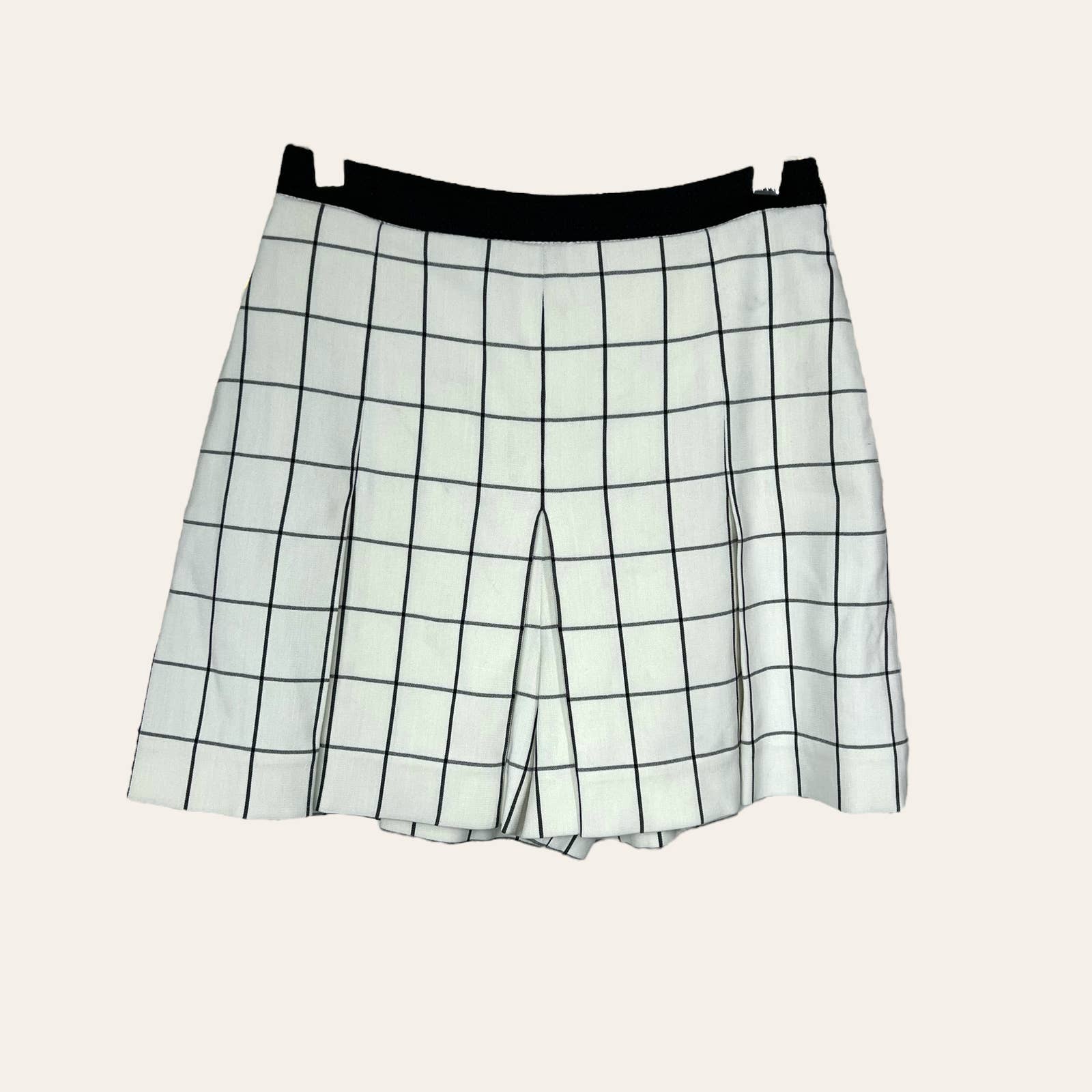 Proenza Schouler Ivory Windowpane Check Skort Skirted Shorts Size 4