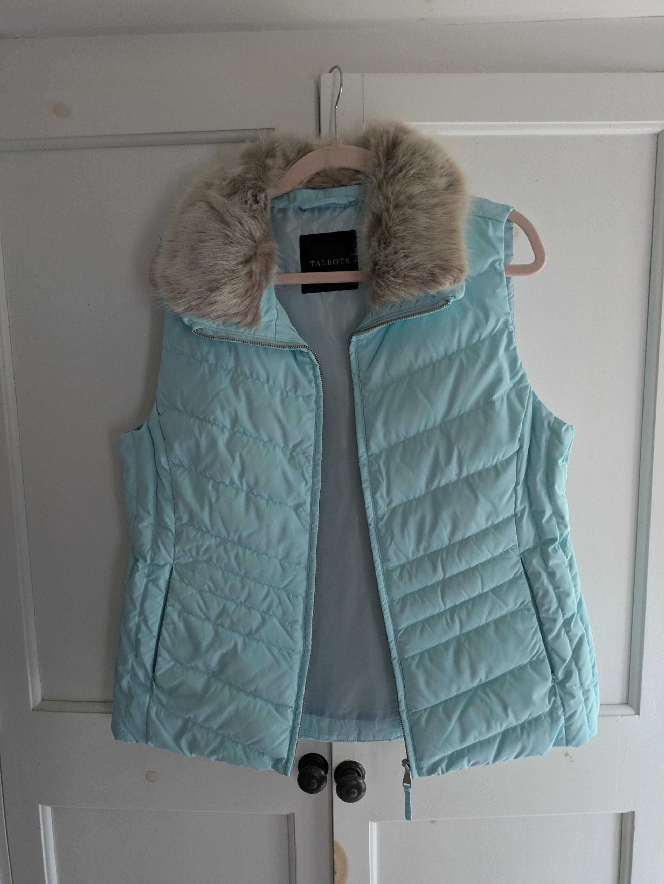 Talbots Faux Fur Vest Collar Down Puffer