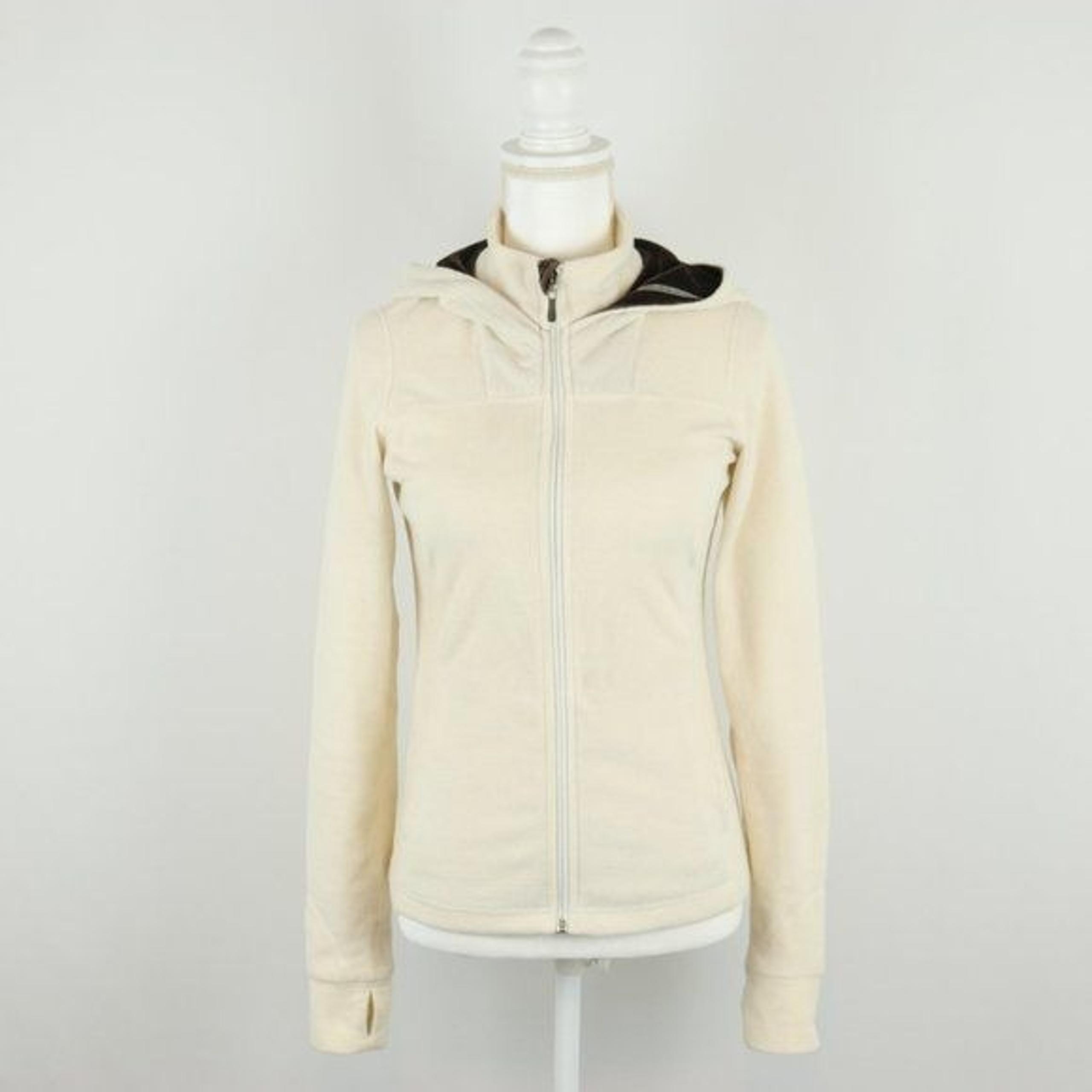 Prana Women's Extra Small Cream Brown Lightweight Fleece Full Zip Hooded Jacket