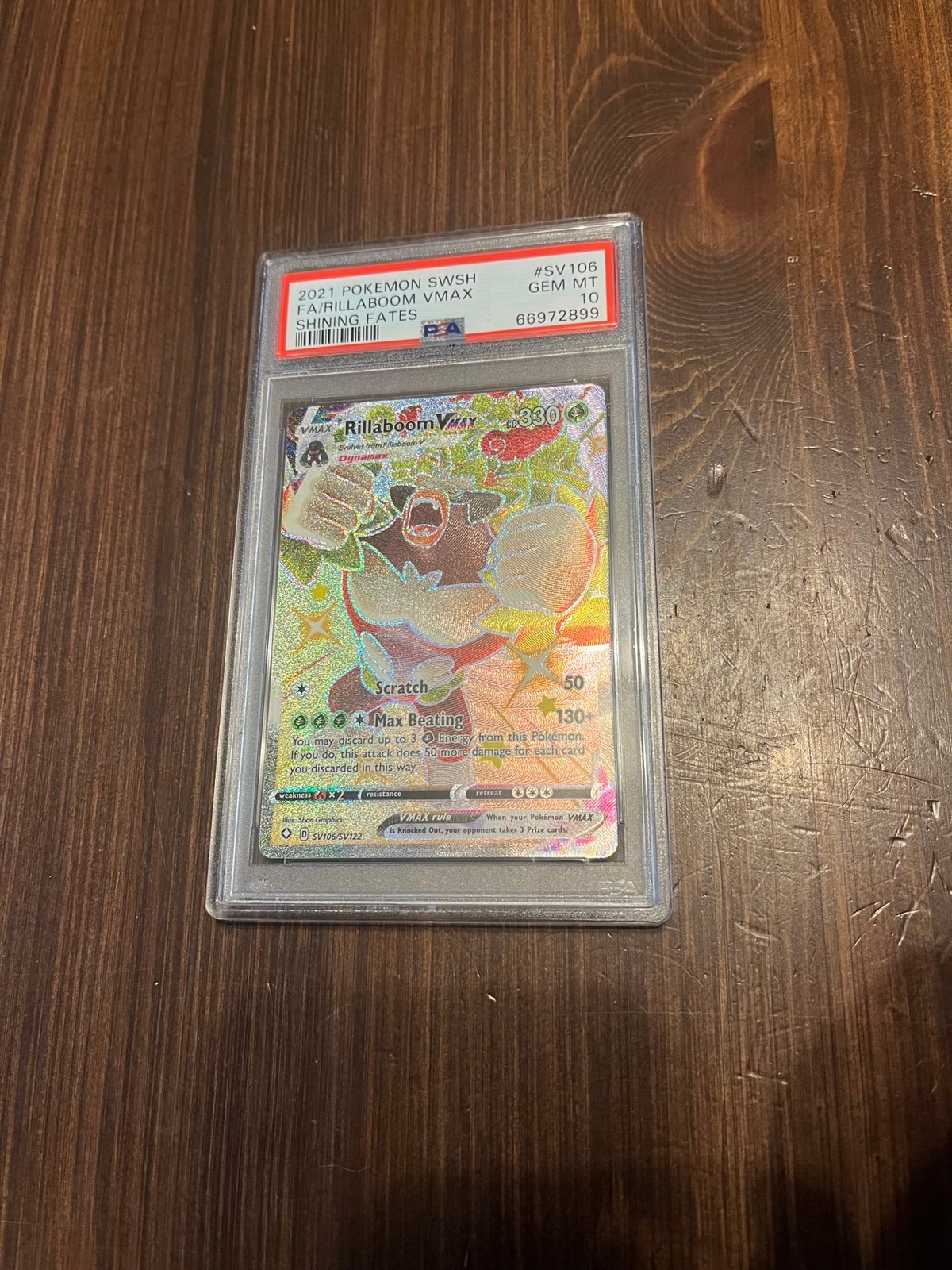 Pokémon PSA 10, Full Art Rillaboom VMax, shining Fates