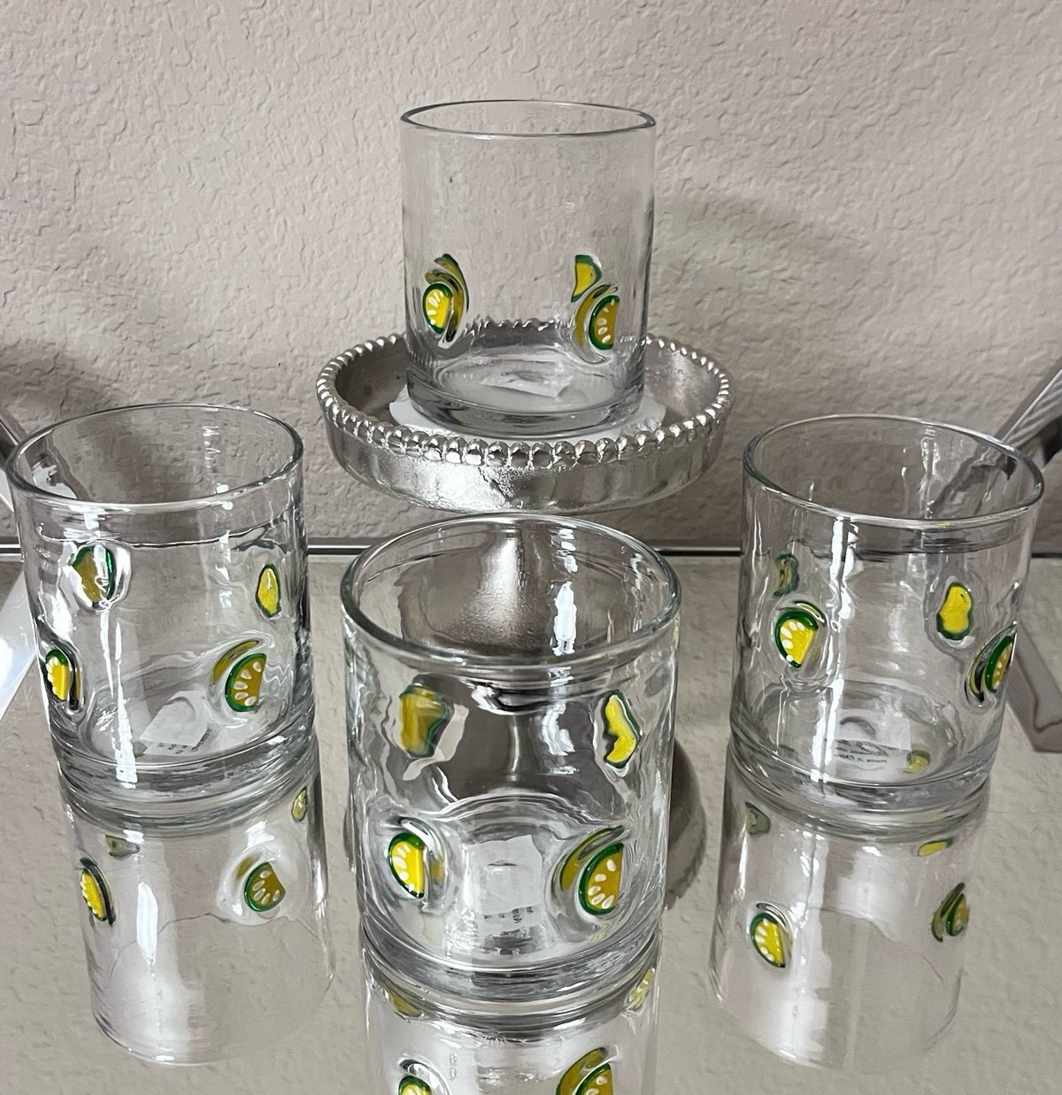 4-NWT VINTAGE ANTROPOLOGIE ICON DUPE HALF LEMON DESIGN DRINKING GLASSES/CUPS