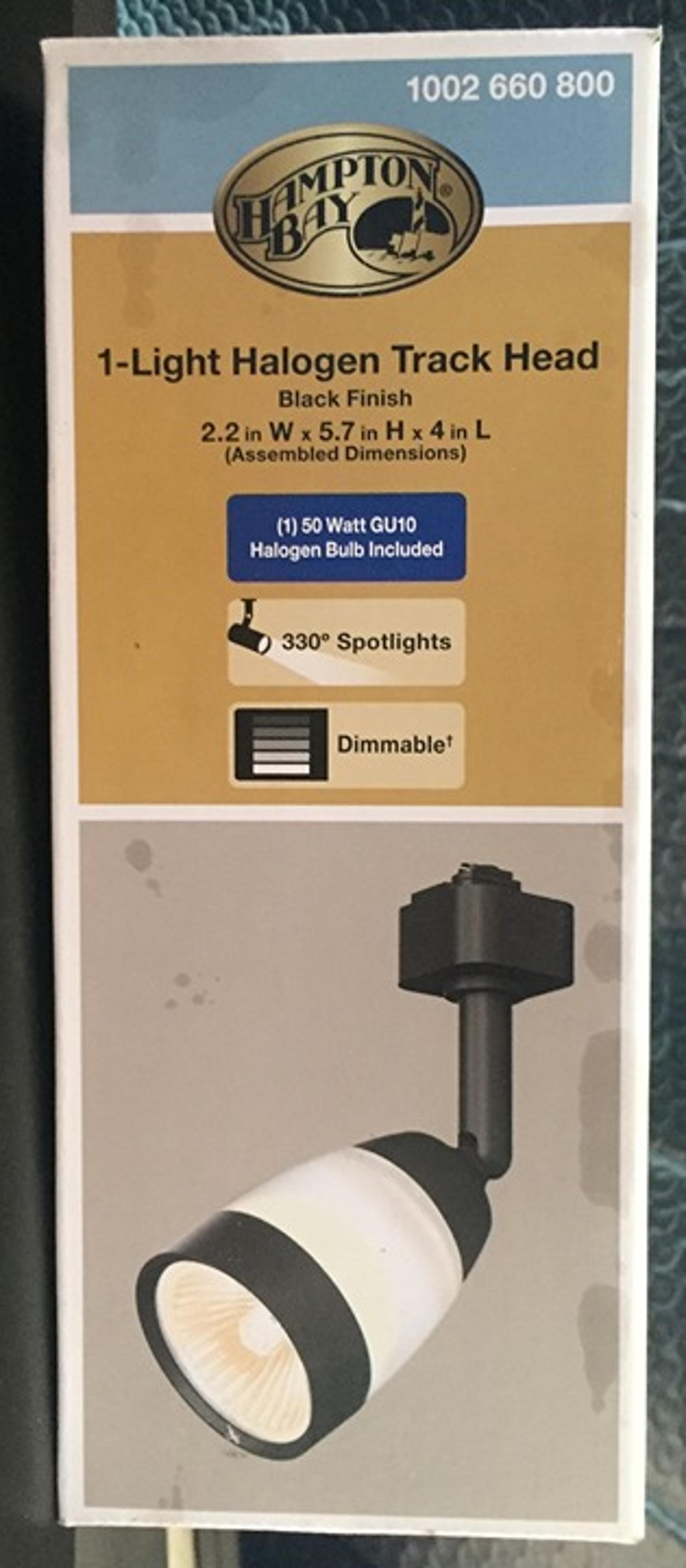 Hunter Bay 50Watt GU10 Dimmable Halogen Track Head, Black, #804179