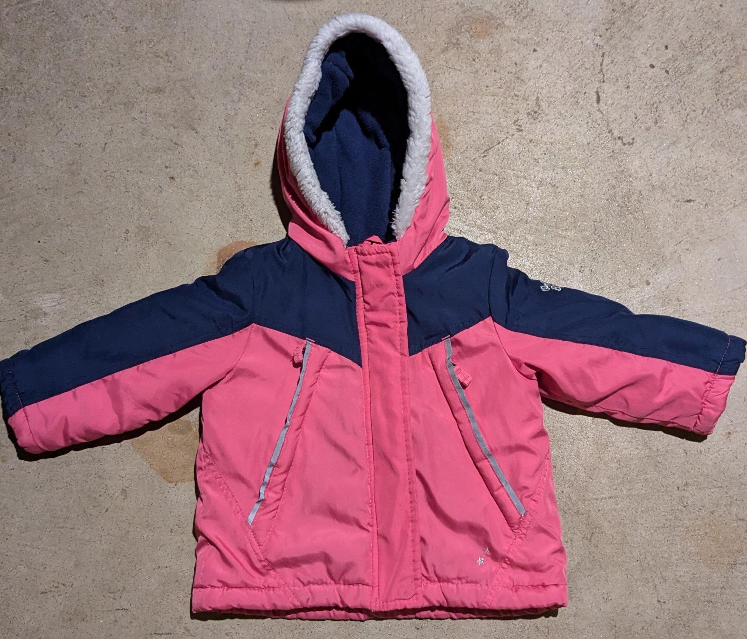Oshkosh B'gosh Girls Pink Faux Fur Hood Coat Jacket Size 24 months