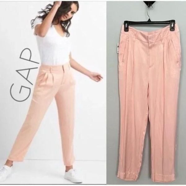 GAP Satin Drapey Trouser Pants Evening Sand pink Size 00