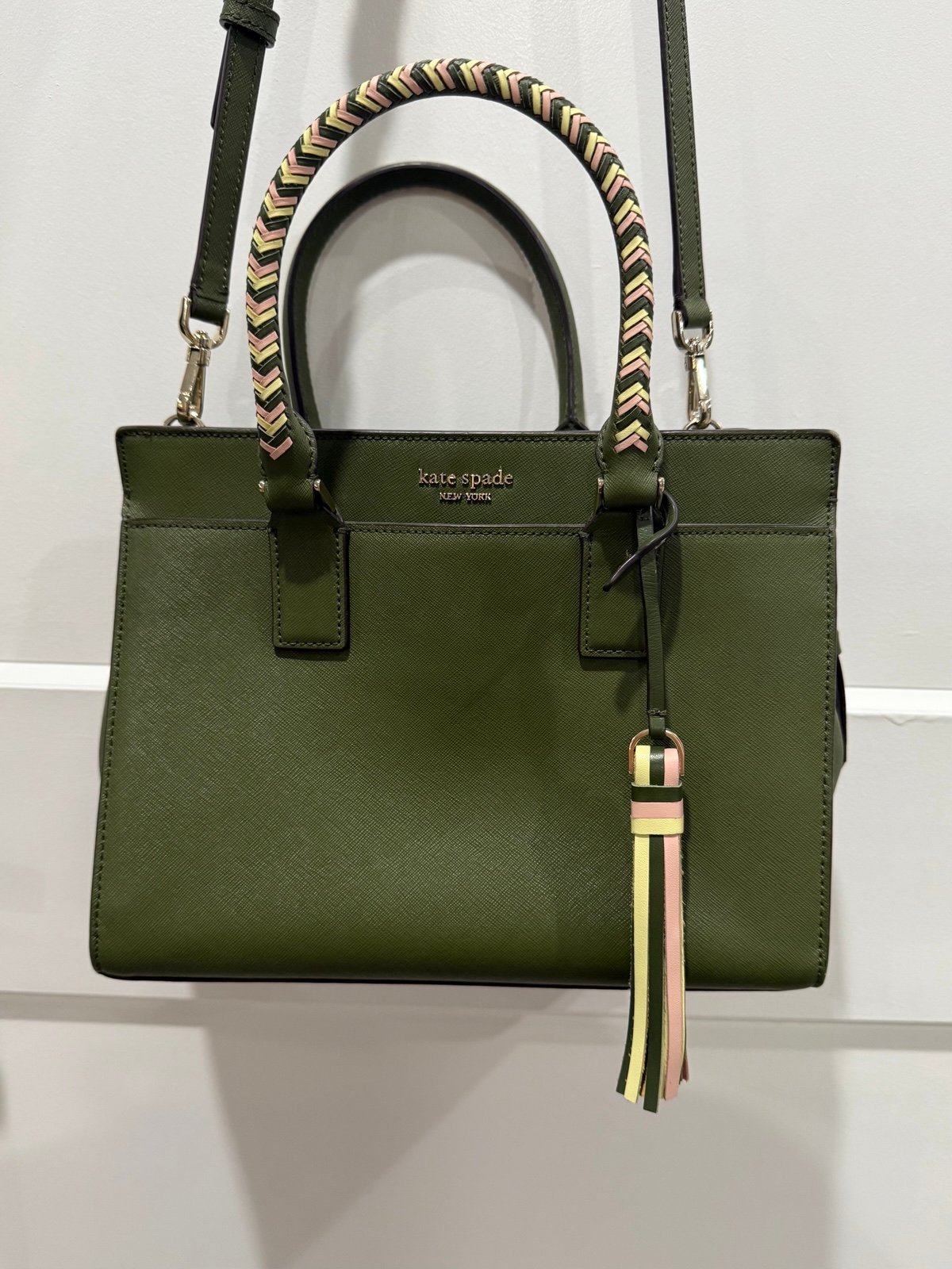 Kate Spade Olive Green Satchel with tassels