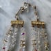 Aurora Borealis 3 Strand Vintage 16 Necklace with Gold toned Flower spacers