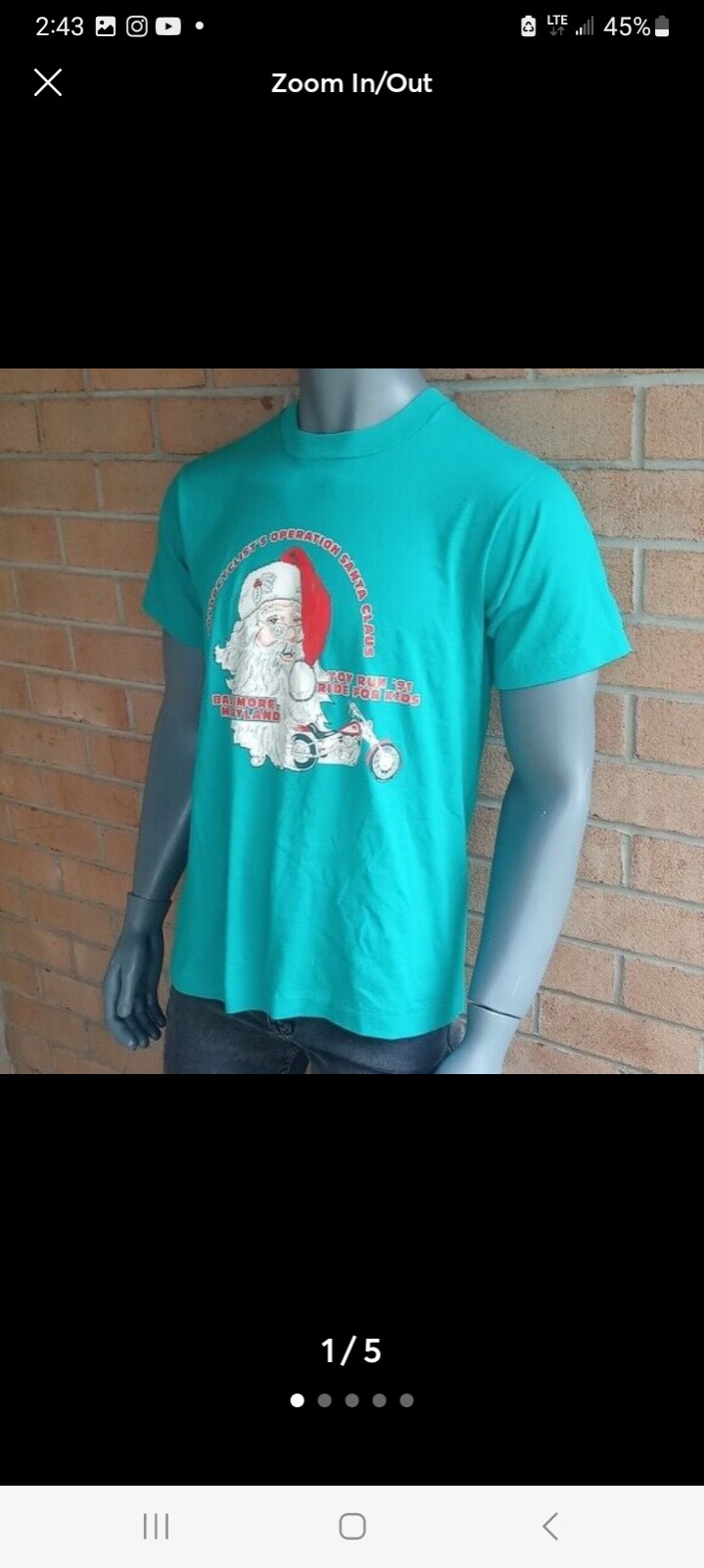 Vtg 1991 Santa Claus motorcycle shirt large