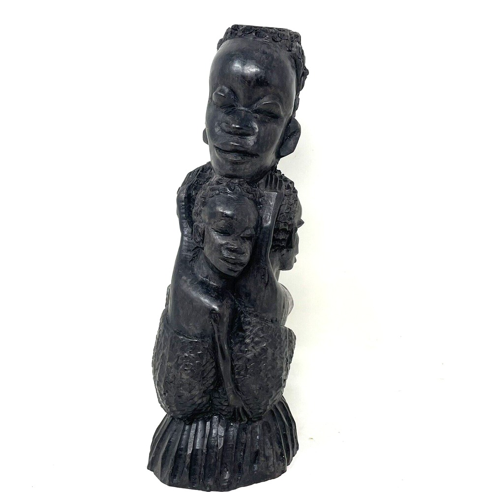 VTG 7.5 African Carved Wood Resin? Mother Family Fertility Statue Sculpture