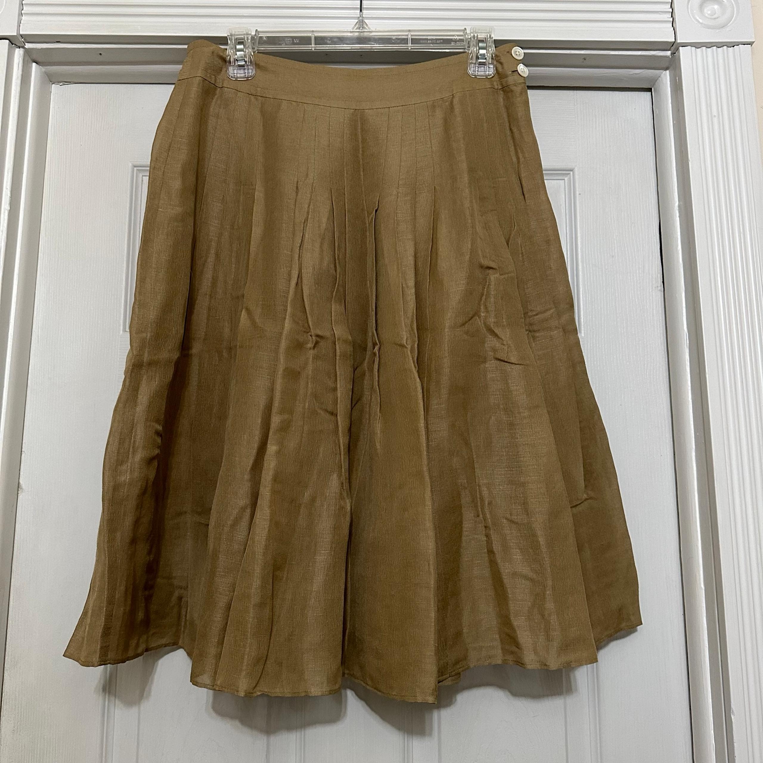 Banana Republic Skirt Womens 4 Golden Tan Linen Silk Blend Lined Career Classic