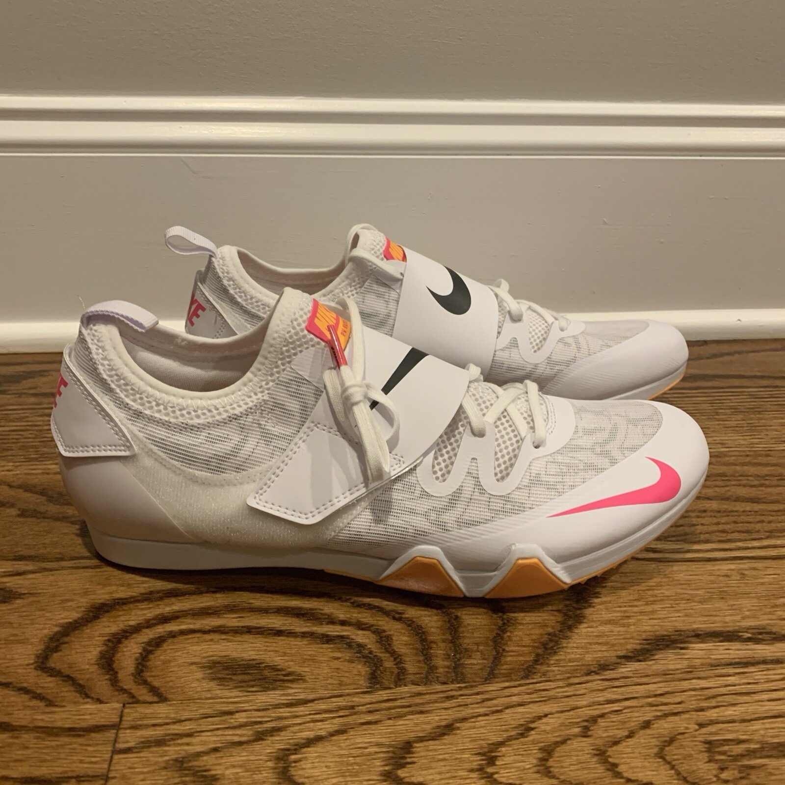 Nike Zoom Pole Vault Elite 3 White Orange Track Spikes Mens Size 12.5 AA1204-101