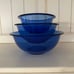 Pyrex Cobalt Blue Set of 3 Mixing Bowls 322, 323, 325