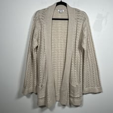 JOHNNY WAS Camille Kimono Cardigan Sweater Cashmere Linen Beige Women's Small