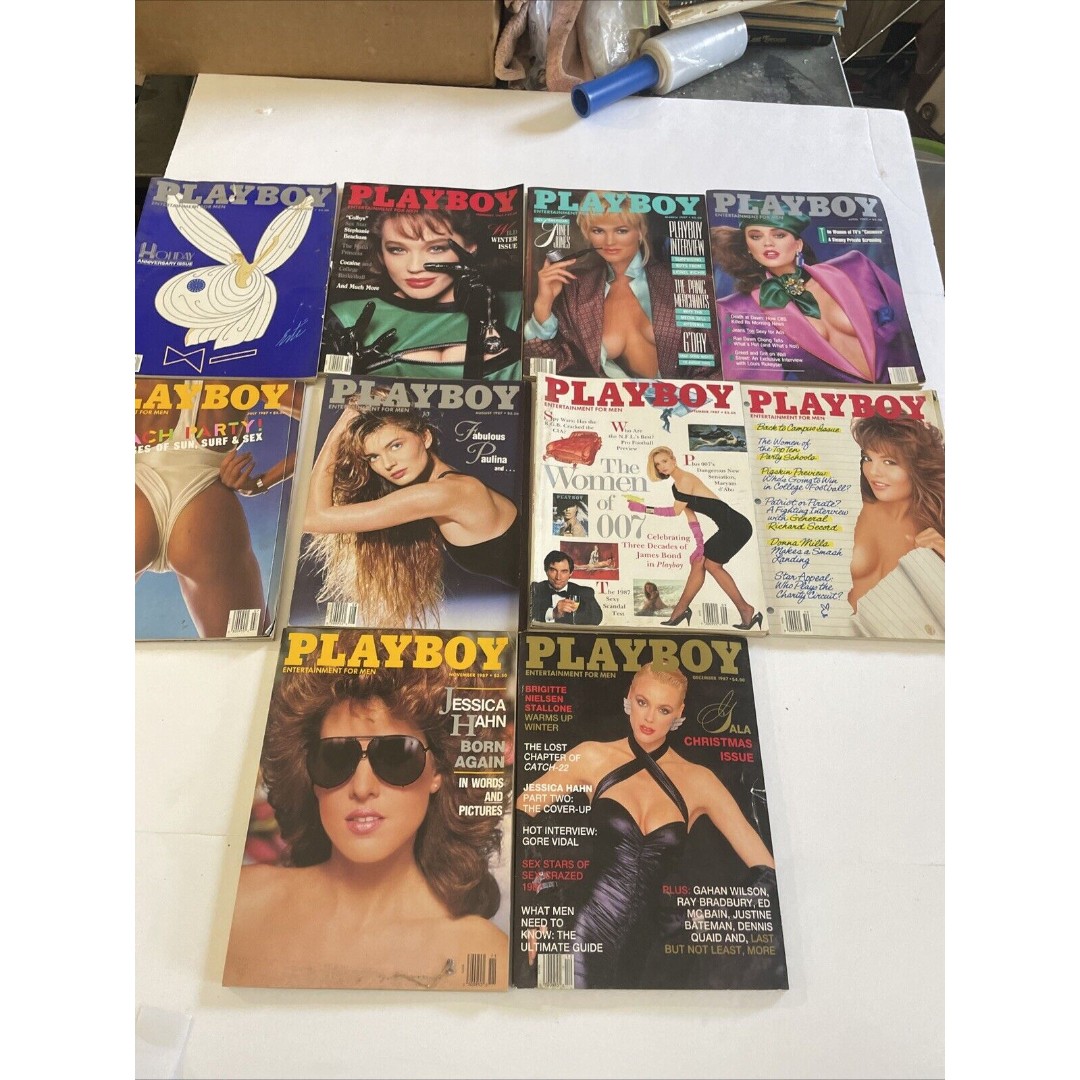 Playboy 1987 Lot Of 10 Issues Jessica Hahn Paulina Porizkova