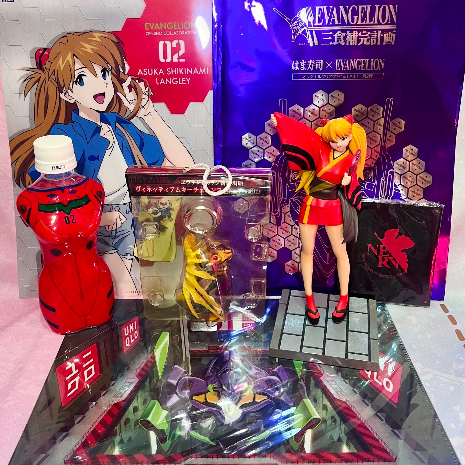 Neon Genesis Evangelion Lot, Asuka Figure, Keychain, File Folders, Anime Girl