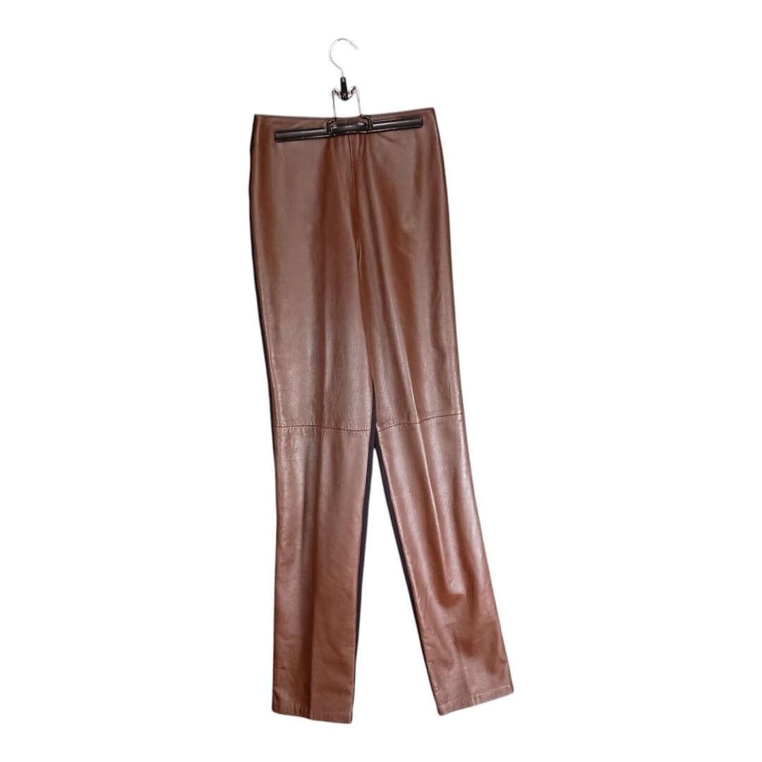 Cache Leather Pants Straight High Rise Brown Black Women's 4