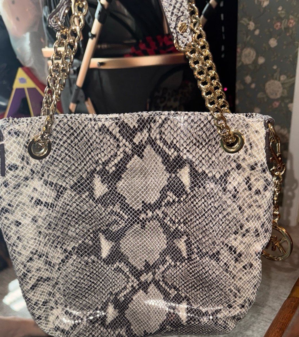Michael kors python leather jet set shoulder bag and wallet