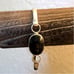 Vtg 925 Sterling Silver Mexico Bezel Set Black Oval Onyx Hook Bangle Bracelet