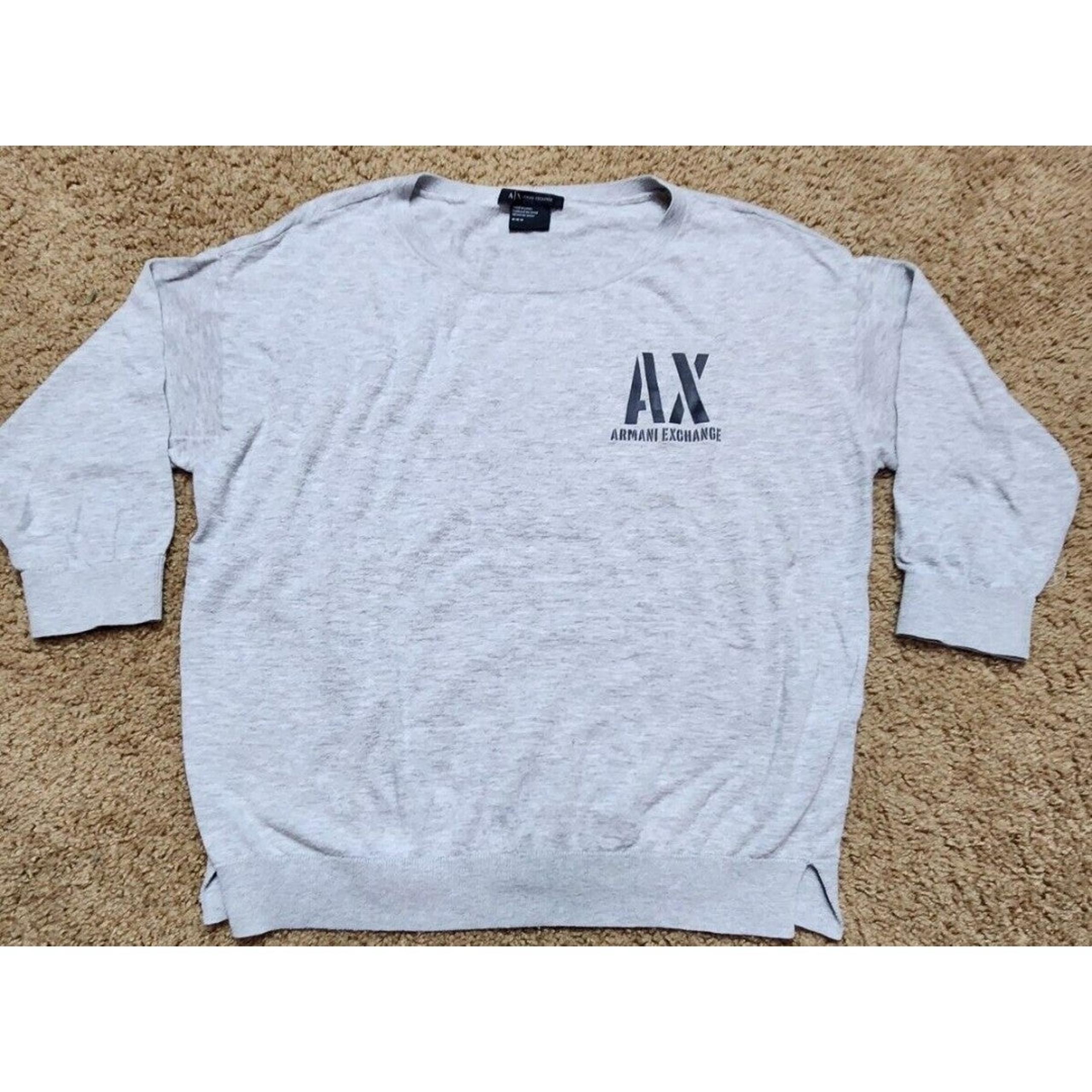 A|X Armani Exchange Women's Light Weight Thin Logo Sweatshirt Gray M