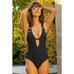 NWT! BECCA by Rebecca Virtue Color Code One Piece, Size Small, Black