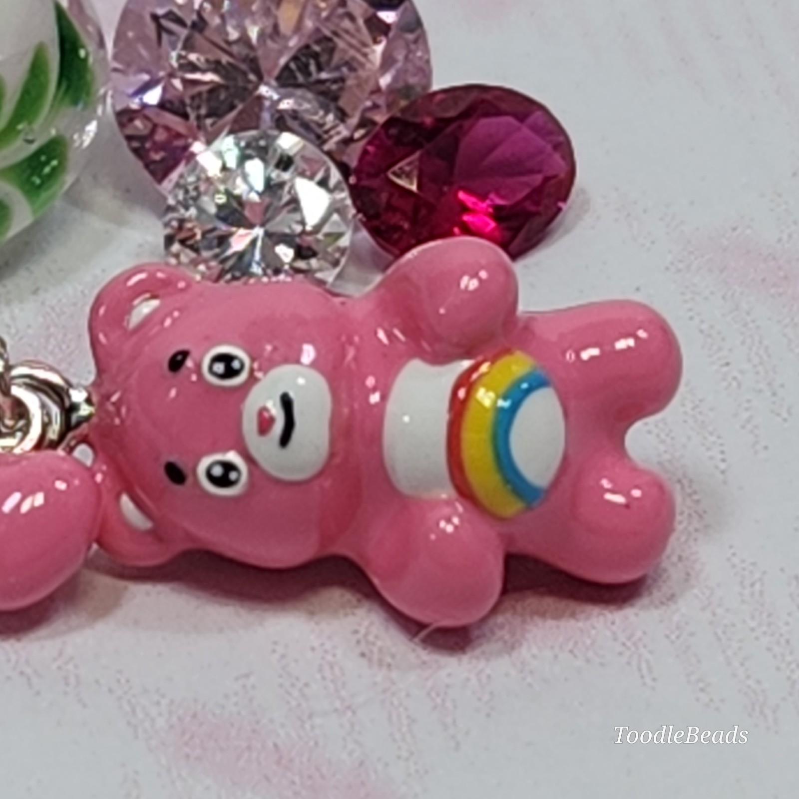S925 Sterling Silver Cheer Care Bears Pink European Designer Original Charm