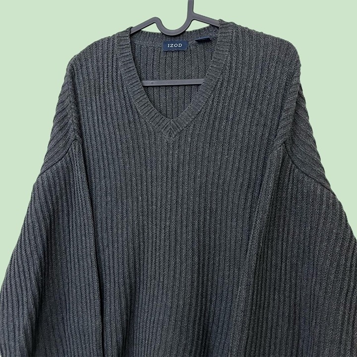 90s gray ribbed chunky cotton knit sweater