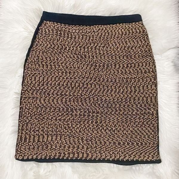 Carmen Marc Valvo Metallic Gold Boucle Skirt