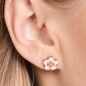 TORY BURCH KIRA ENAMEL FLOWER STUD EARRING NEW