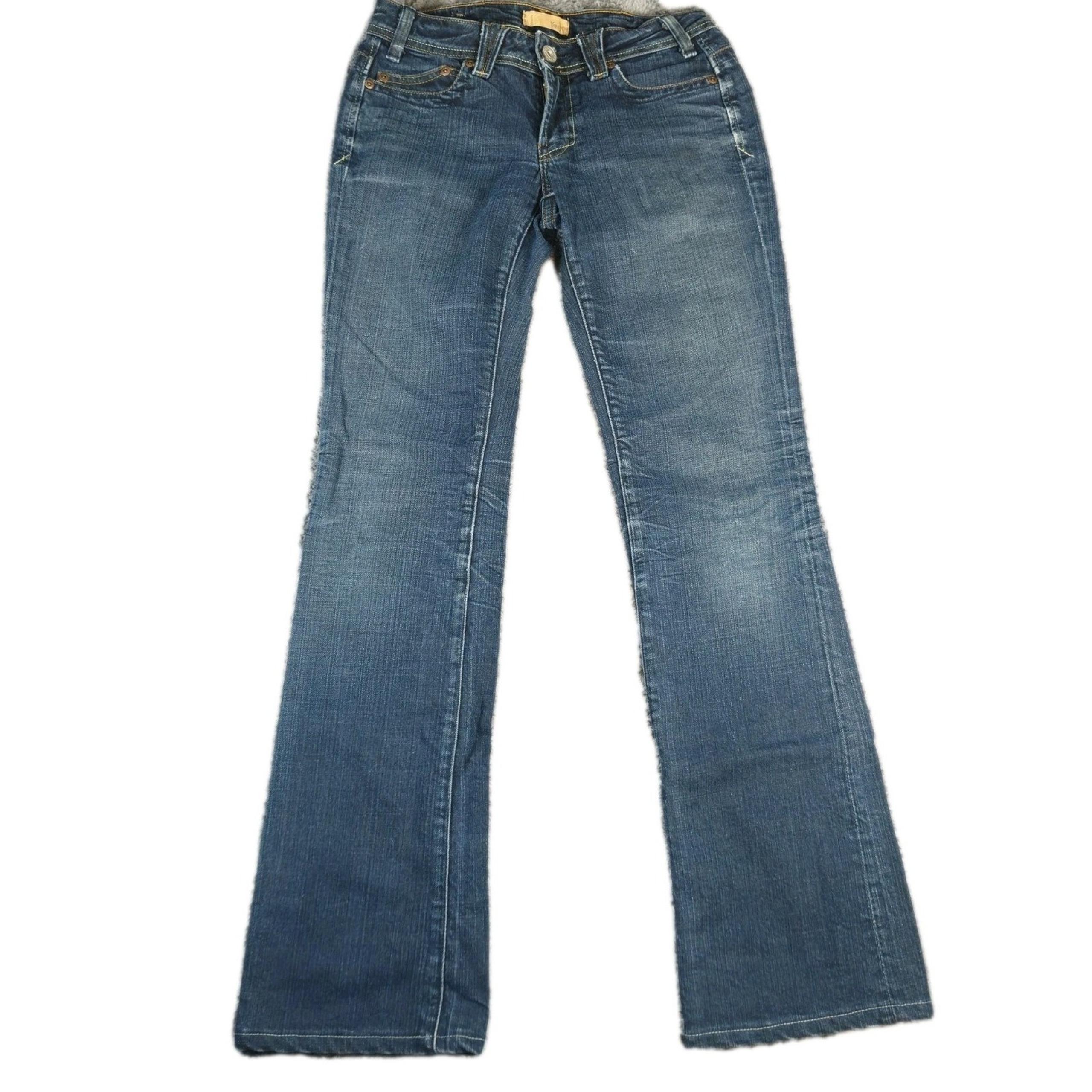 YK Yanuk Bootcut Jeans Womens Size 26 Blue Low Rise Dark Wash 5 Pocket Whisker