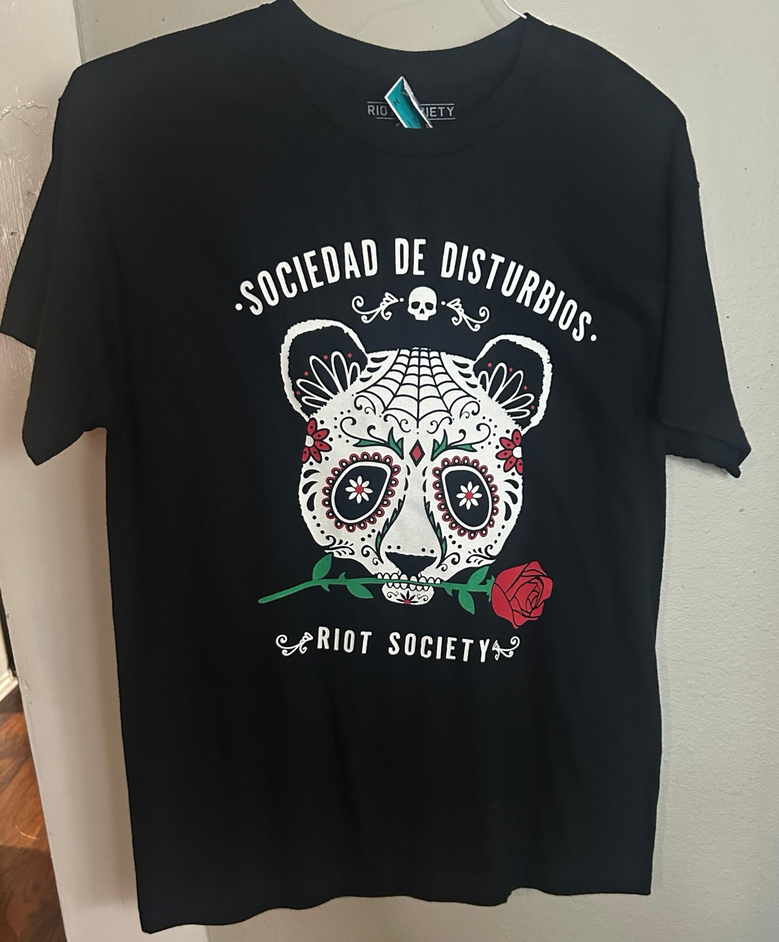 NWT Mens Riot Society Tshirt De Los Muertos Panda Medium