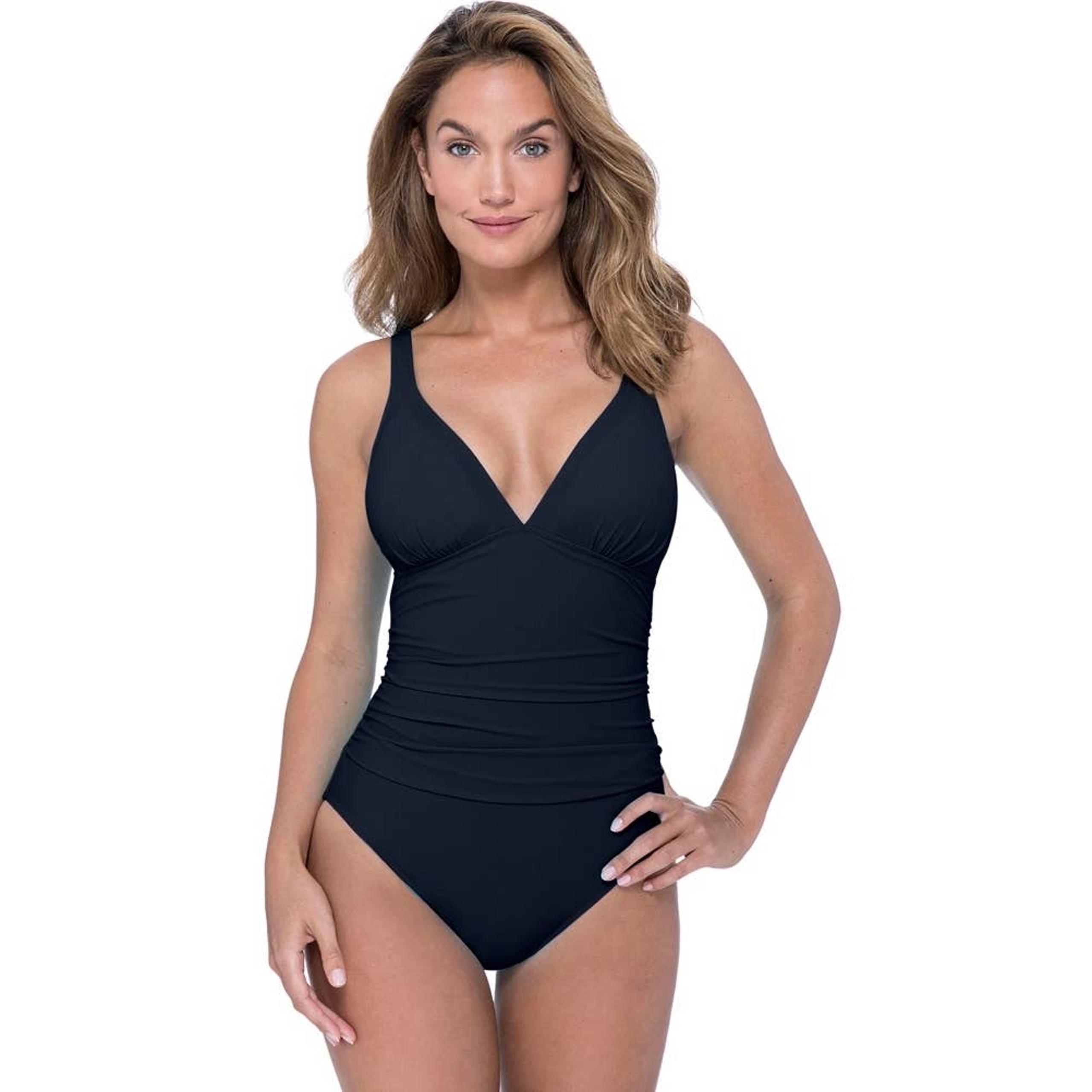 Gottex One Piece Swimsuit V-Neck Backless Wide Strap Black Womens Size 8 NWT