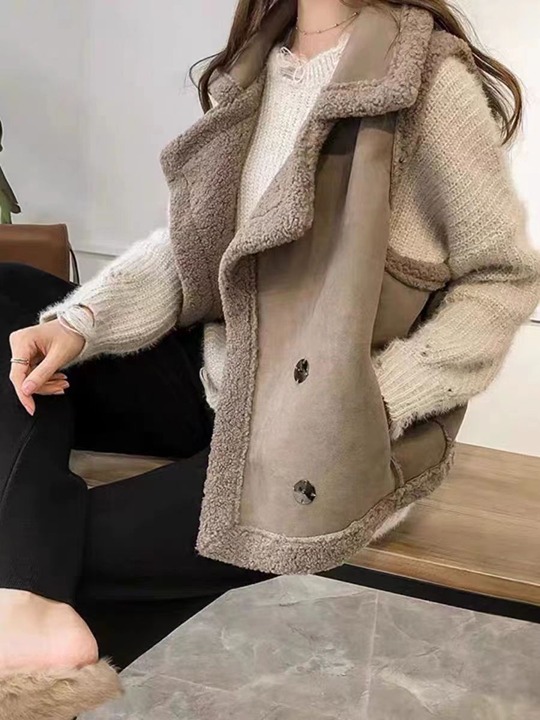 Lamb hair clip coat female autumn and winter fur one loose large size fat mm sle