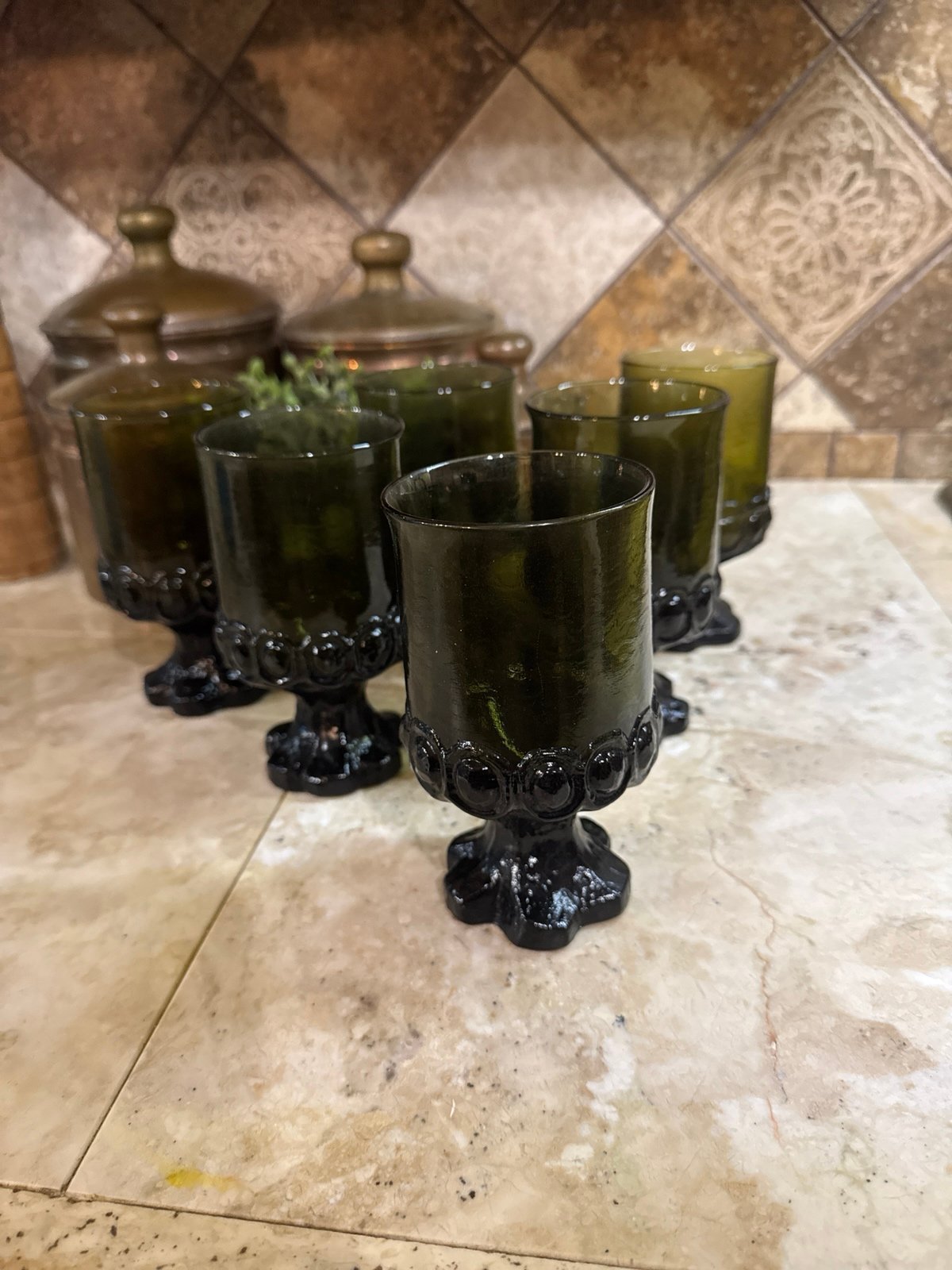 Vintage Tiffin Franciscan Green Goblets 1970’s