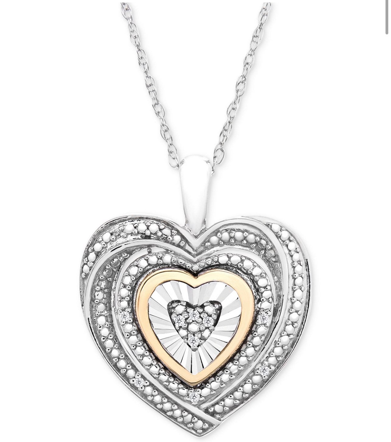 Diamond accent two tone heart pendant necklace