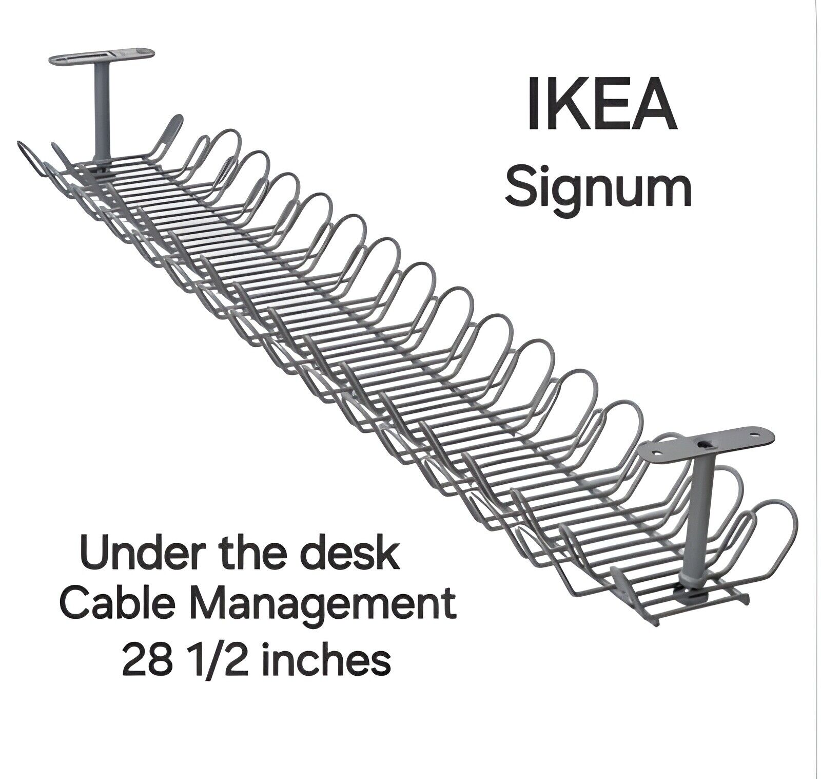NEW IKEA SIGNUM Under Desk Mount Cable Management Tray Silver Steel Wire 27 1/2
