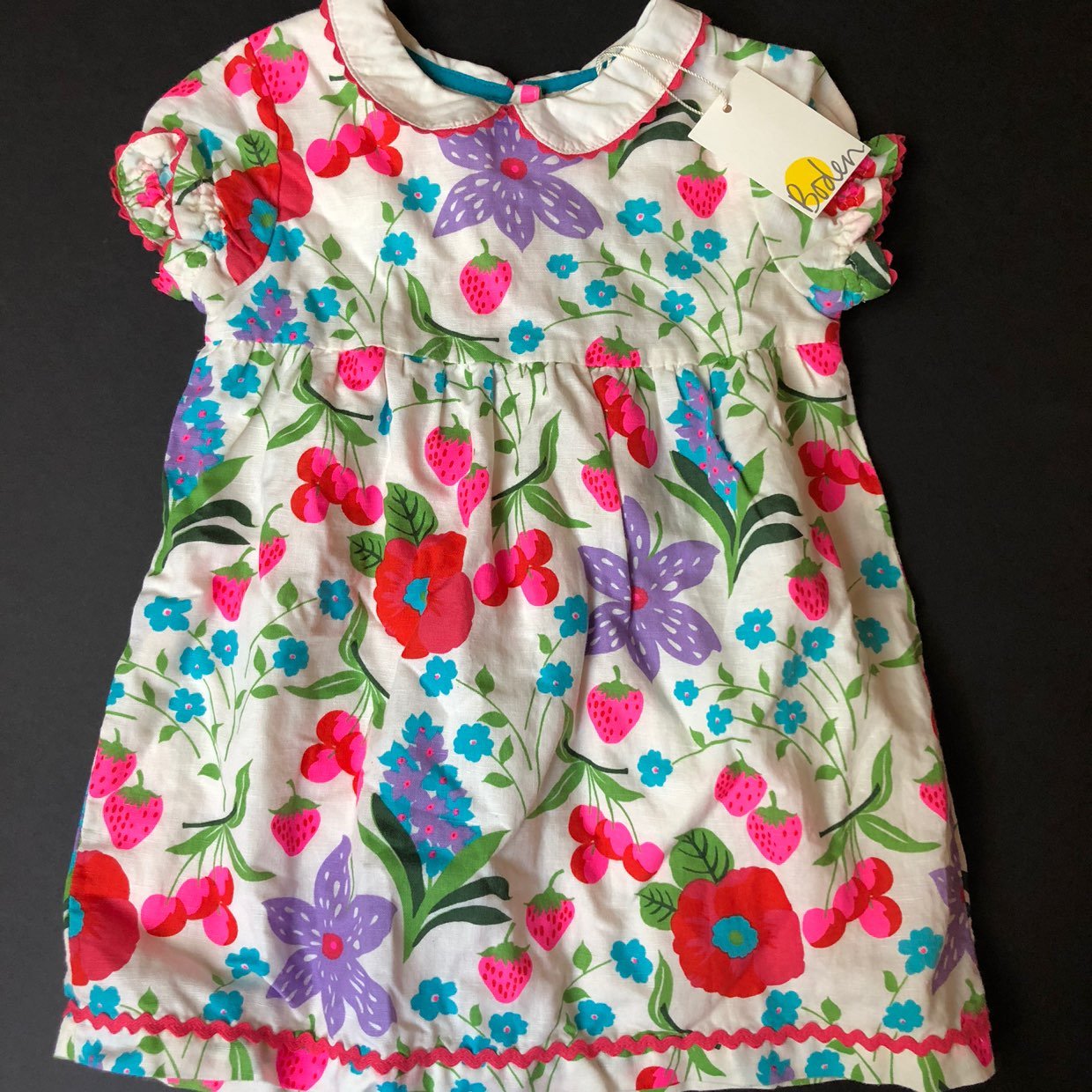 Mini Boden strawberry collared dress