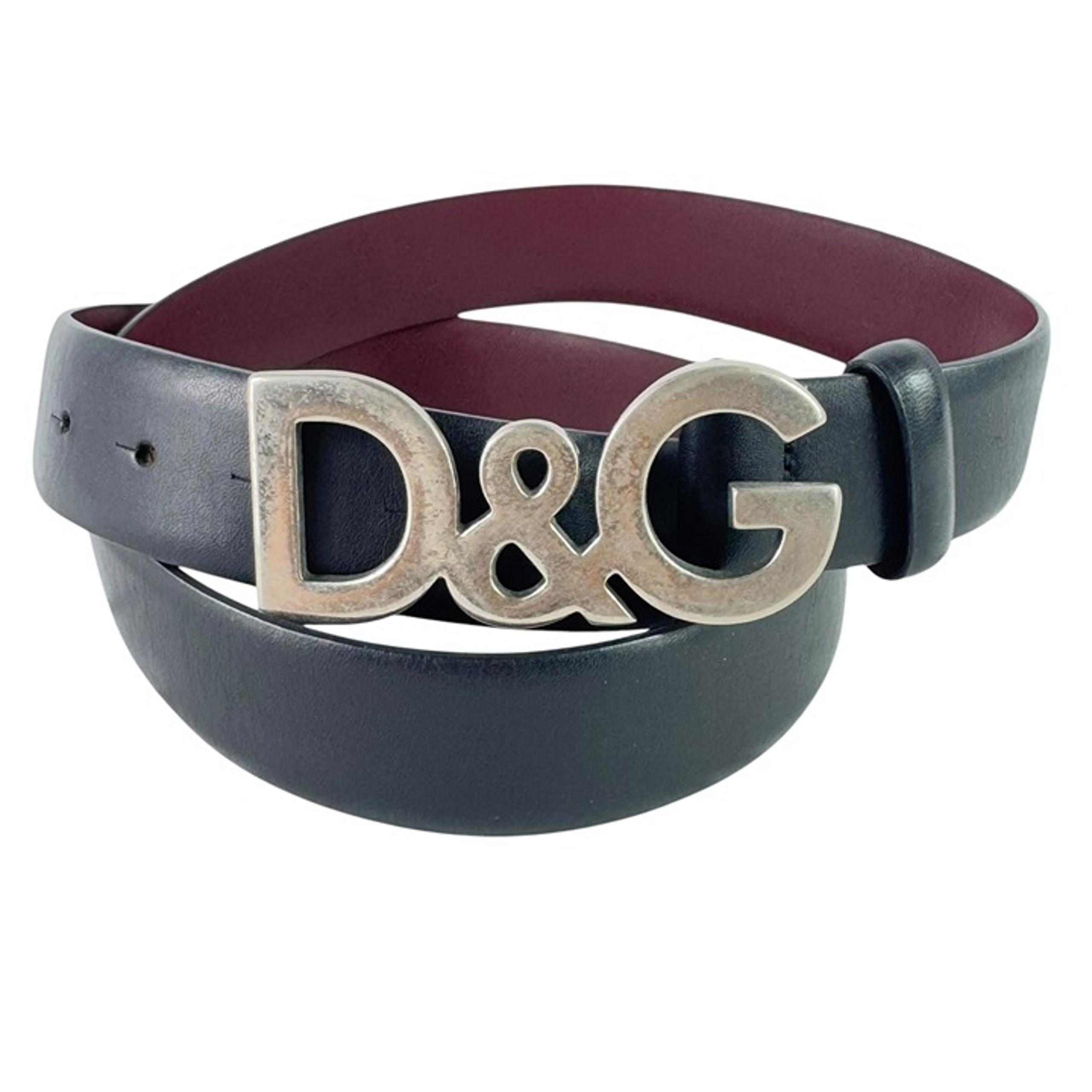 DOLCE & GABBANA Black Leather Vintage D&G Logo Buckle Men's Belt Italy 100 - 40