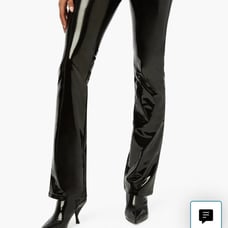 Faux Patent Leather Ankle Flare Pants