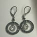 Vintage Judith Jack Sterling Silver Marcasite White Crystal Dangle Earrings