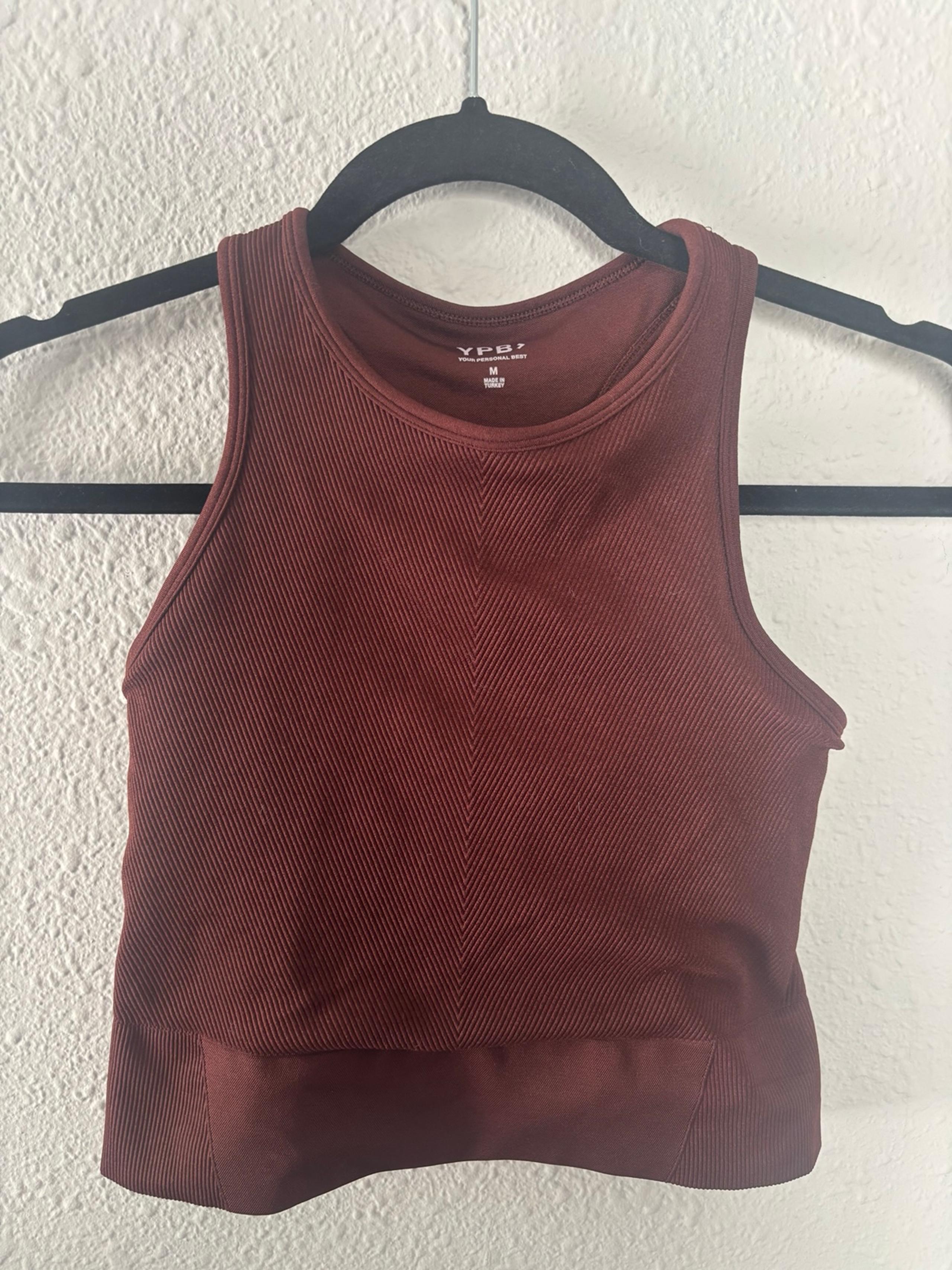 YPB Abercrombie seamless high neck cropped tank maroon size M